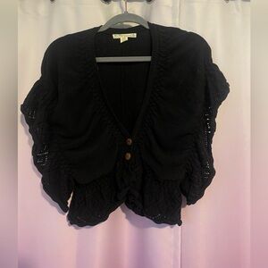 Y2K Love By Design Black Knit Crochet Cropped Vest size XL